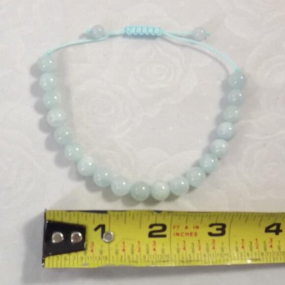 Genuine Aquamarine 8mm Bead Bracelet - Picture 4 of 7
